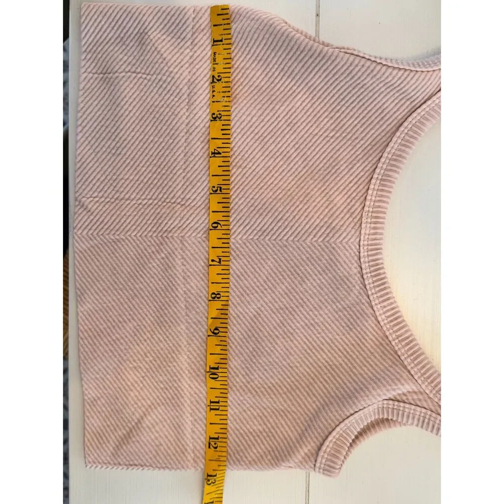 Nikibiki Blush Pink Ribbed Cropped Tank Top Stretch Seamless Crop Camisole - Picture 7 of 7